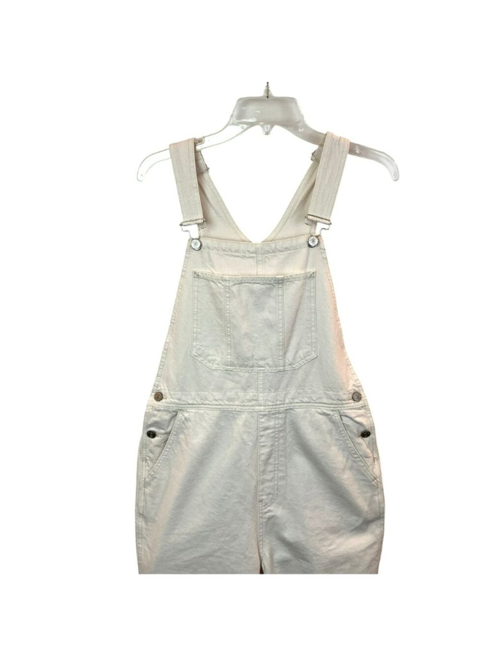 Reformation River Relaxed Organic Cotton Wide Leg Overalls Womens 6 Off-White - Picture 3 of 12